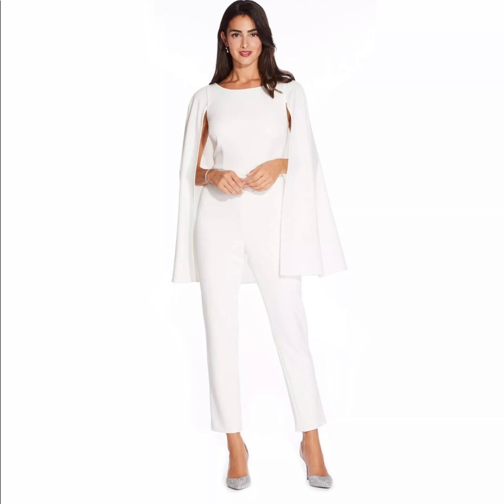 adrianna papell Crepe Jumpsuit With Cape Size 2